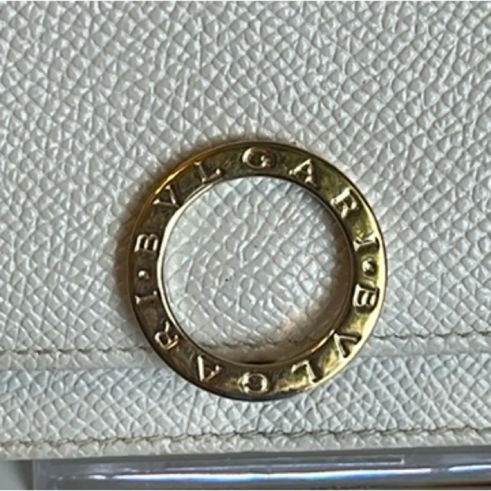 BVLGARI Cream & Pink Leather Long Wallet Retail $485 EUC